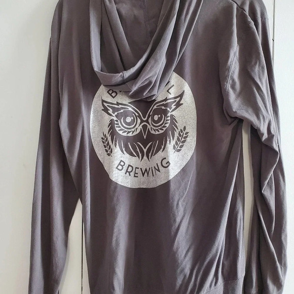 Blue Owl Brewing Company grey zip hoodie from brewery in Austin, Texas Size L - Picture 6 of 11